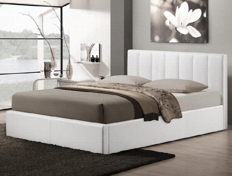 Baxton Studio Cf8287-queen-white Templemore Queen Size Platform Bed With Gas-lif T Mechanism Underneath Storage Space Faux Leather Upholstery Metal And Wood