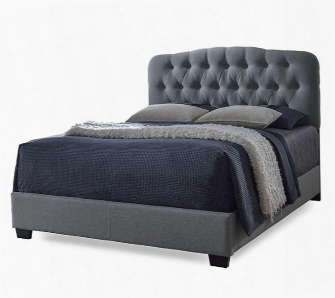 Baxton Studio Cf8609-king-grey Romeo Platform Bed With Tufted Design Non-marking Feet Solid Rubberwood Foam Padding And Faux Leather