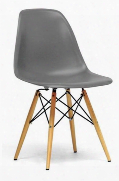 Baxton Studio Dc-231a-grey Azzo Modern Shell Chair With Wooden Dowel Tapered Legs Molded Plastic Seat Steel Hardware And Non-marking