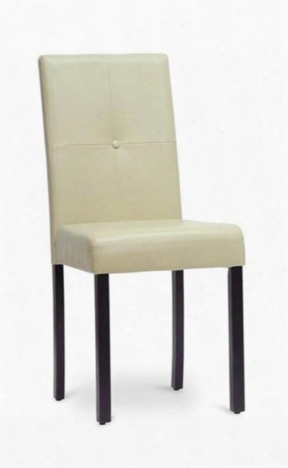 Baxton Studio Idac-012-sc-cream Curtis Modern Dining Chair With Wooden Legs Solid Wood Frame Polyurethane Foam Cushioning And Faux Leather Upholstery In