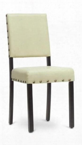 Baxton Studio Idac-013-sc-cream Walter Modern Dining Chair With Solid Wood Frzme Polyurethane Foam Cushioning Wooden Legs And Faux Leather