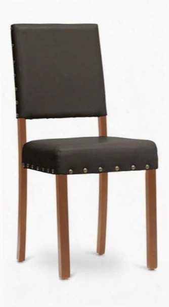 Baxton Studio Idac-013-sc-dark Brown Walter Modern Dining Chair With Solid Wood Frame Polyurethane Foam Cushioning Wooden Legs And Faux Leather