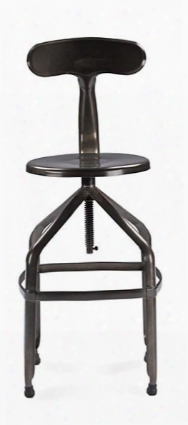 Baxton Studio M-94137x-30-gun Metal-bs Architect's Swivel Bar Stool Withintegrated Backrest Non-marking Feet And Powder-coated Steel In Antique Gun