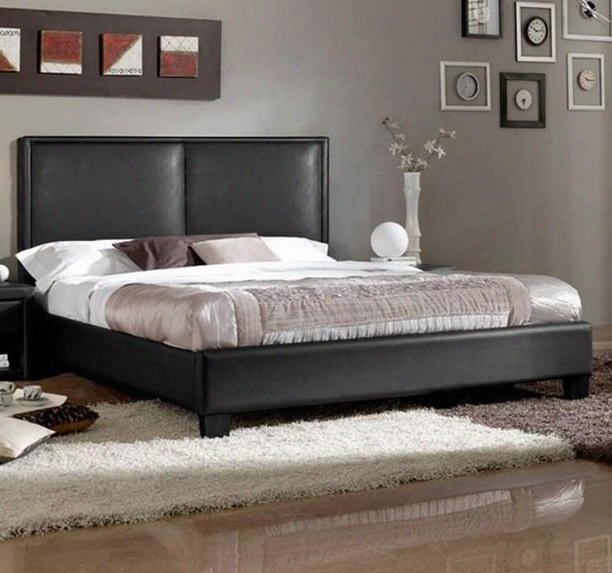 Baxton Studiio Osim Black-queen Moderne Modern Platform Bed With Deep-padded Headboard Faux Leather Upholstery Hardwood And Plywood