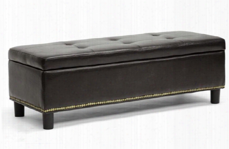 Baxton Studio Y-170-dark Brown-otto Lucero Modern Ottoman With Plastic Legs Antiqued Brass Tack Trim Storage Polyurethane Foam Cushioning Fabric Interior