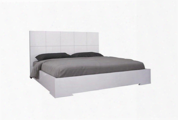 Bk1207-wht Anna Bed King Squares Design In Headboard High Gloss