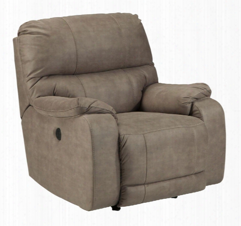 Bohannon 5740398 40" Taupe P Ower Rocker Recliner With Plush Padded Arms Split Back Cushion Faux Leather And Stitched Detailing In