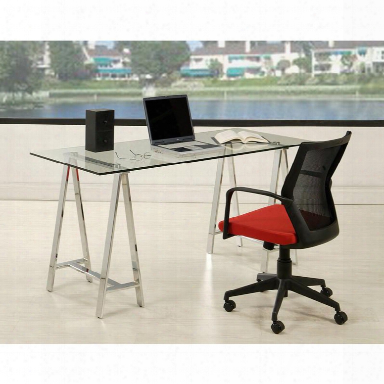 Bozano Es-517-2862-bz-164 Office Se With Estonia 62" Long Office Desk And Bozano Office Chair With Red