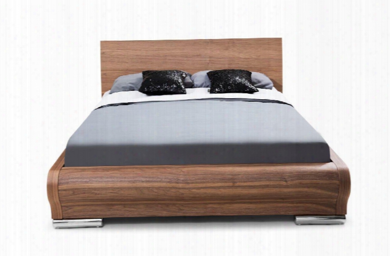 Bq1033-wlt Eddy Bed Queen Natural Walnut Veneer Stainless Steel