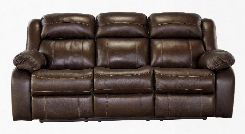 Branton U7190188 86" Recli Ning Sofa With Top-grain Leather On Seating Area Thick Divided Backs And Overstuffed Cushions In Antique