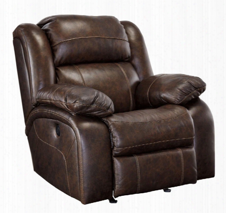 Branton U7190198 40" Power Rocker Recliner With Top-grain Leather On Seating Area Thick Divided Back And Overstuffed Cushion In
