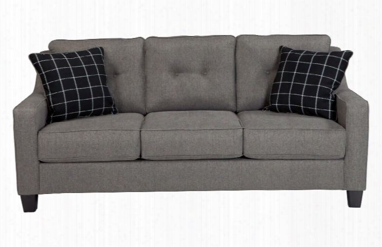 Brindon 5390138 80" Stationary Microfiber Sofa With Pillows Included Button Tufted Back Cushions And Track Arms In Charcoal