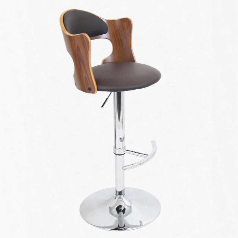 Bs-jy-clo Wl+bn Cello Height Adjustable Mid-century Modern Barstool With Swivel In Walnut And