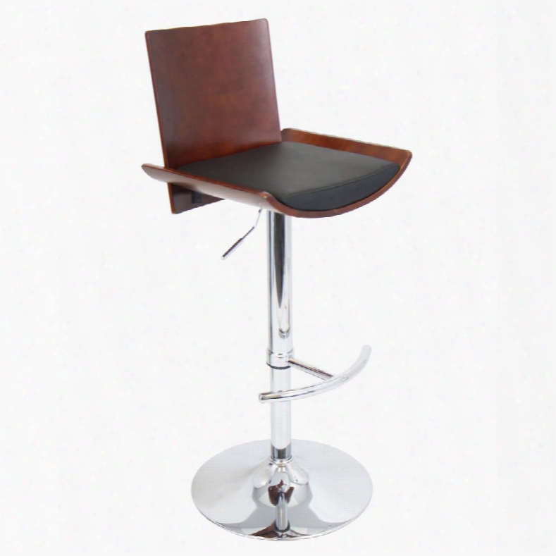 Bs-jy-vit Ch+bk Vittorio Height Adjustable Mid-century Modern Barstool With Swivel In Cherry And