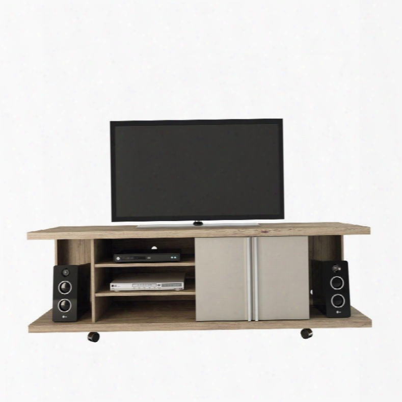 Carnegie Collection 14555 71" Tv Stand With 7 Shelves Wheels And 90 Open Door Style In Nature And