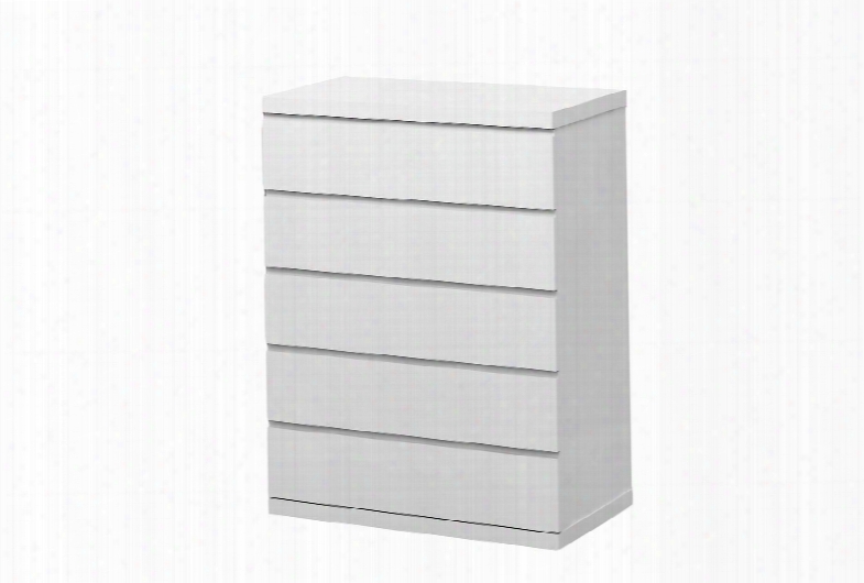 Cd1207-wht Anna Chest Of 5 Drawers High Gloss