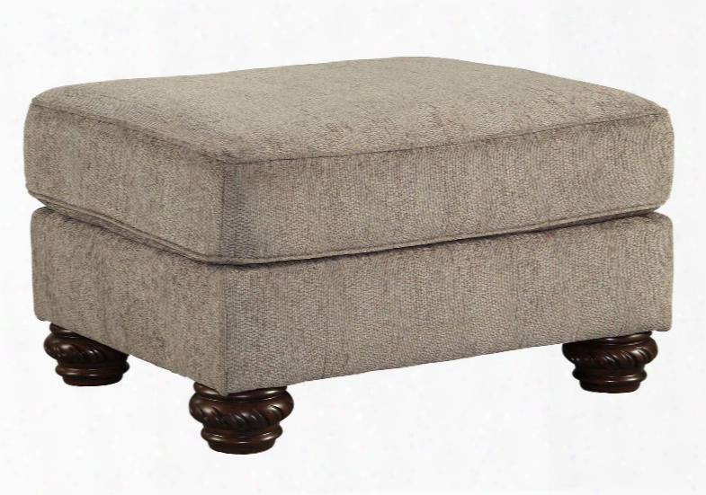 Cecilyn Collection 5760314 Ottoman With Fabric Upholstery Bun Feet Piped Stitching And Traditional Style In