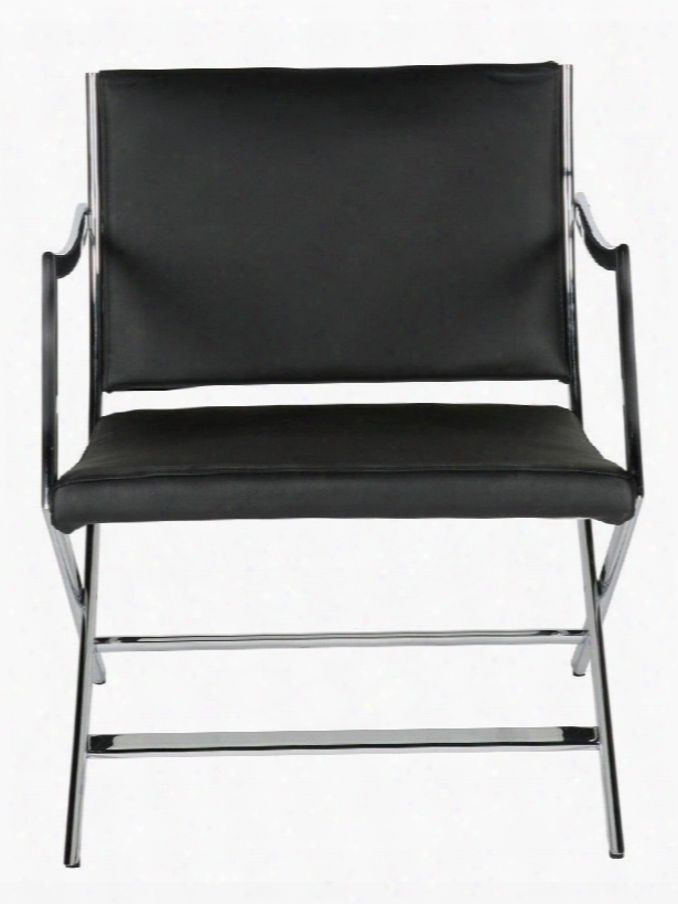 Ch1053l-blk Jessy Armchair Black Leather Chrome