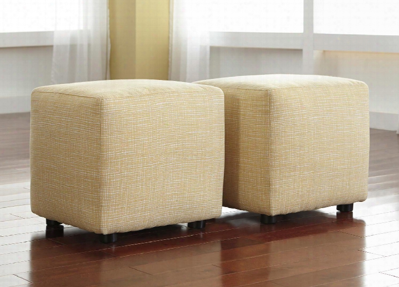 Chamberly 2430213 20.5" Cube Ottoman With Fabrc Upholstery Square Shape And Contemporary Style In Buttercup