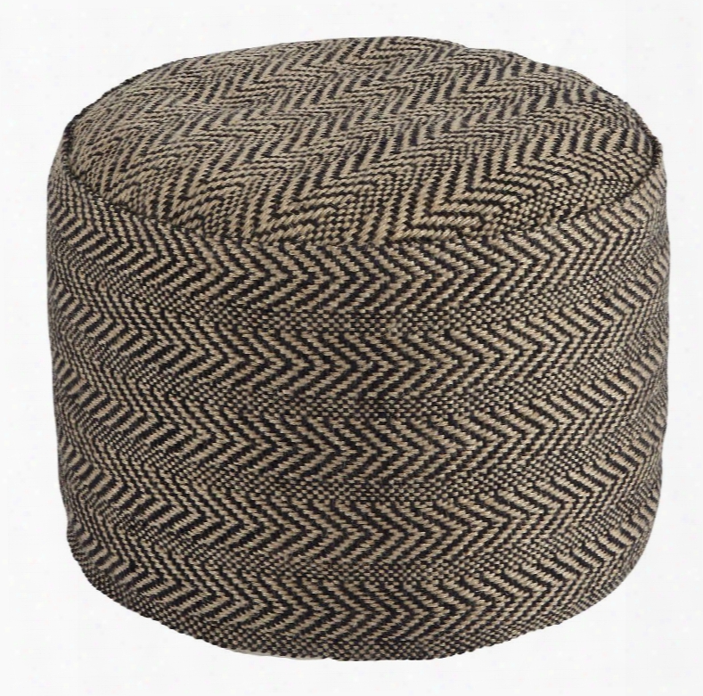 Chevron A1000438 20" Pouf Ottoman In Herringbone-woven Chevron Pattern Casual Style In Natural