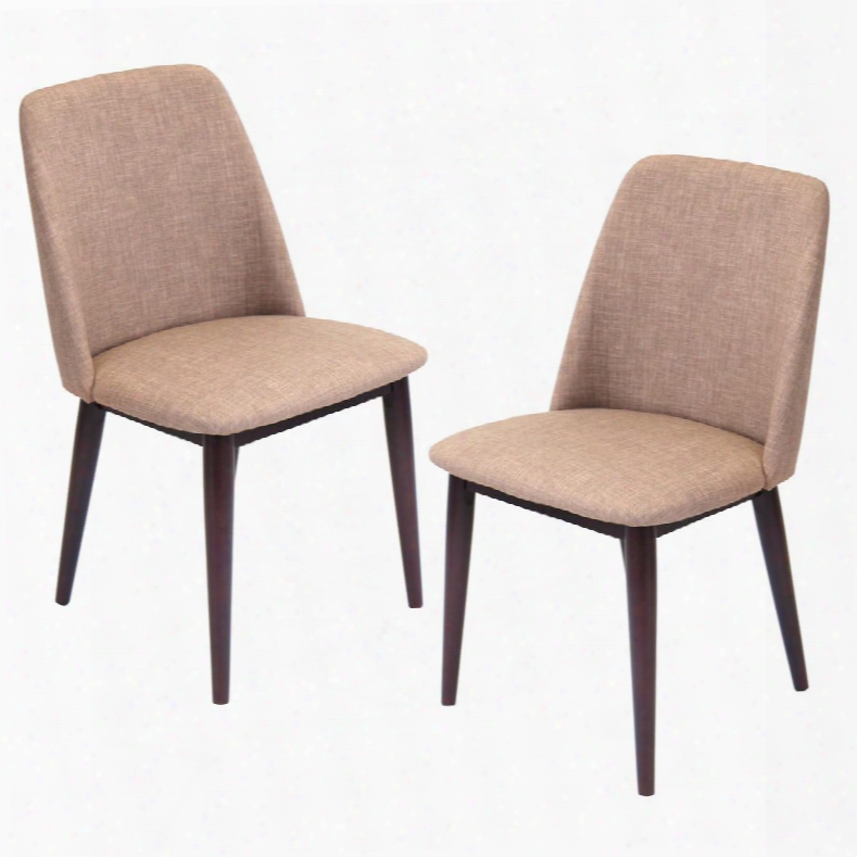 Chr-tnt Mbn+e2 Tintori Mid-century Dining Contemporary Chairs In Brown Fabric - Set Of