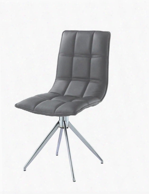 Dc1238p-gry Apollo Swivel Dining Chair Gray Faux Leather Chrome