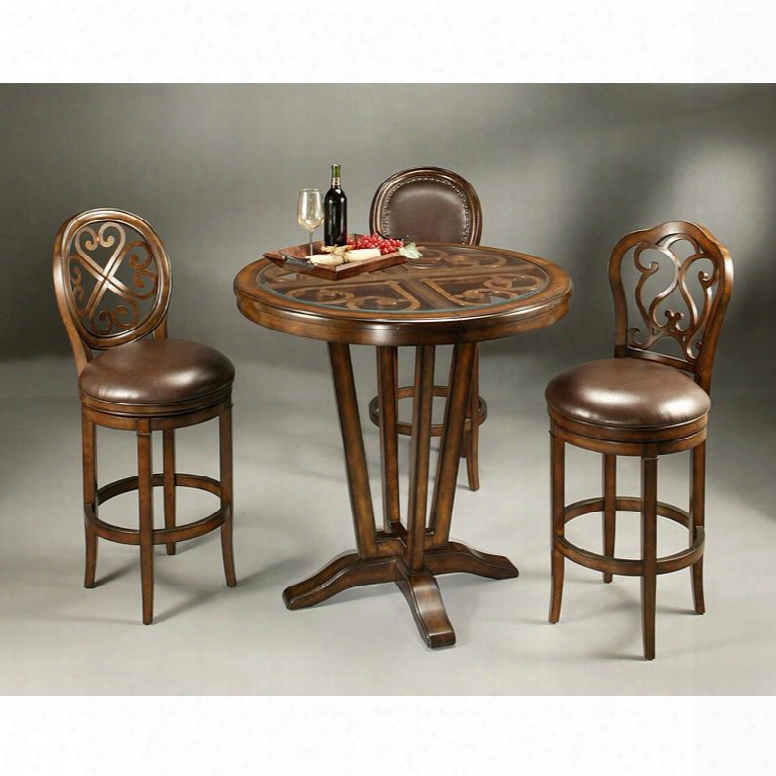 Devon Coast Dc520427dc225ft225nb225-30 Pub Set With 42" Round Pub Table And Three 30" High Barstools In Distressed