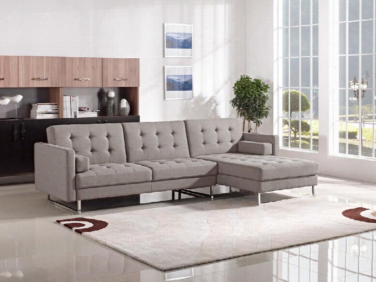 Divani Casa Smith Collection Vgmb1471b-brn 115" 2-piece Fabric Sectional Sofa Bed With Left Arm Facing Sofa And Right Arm Facing Chaise In