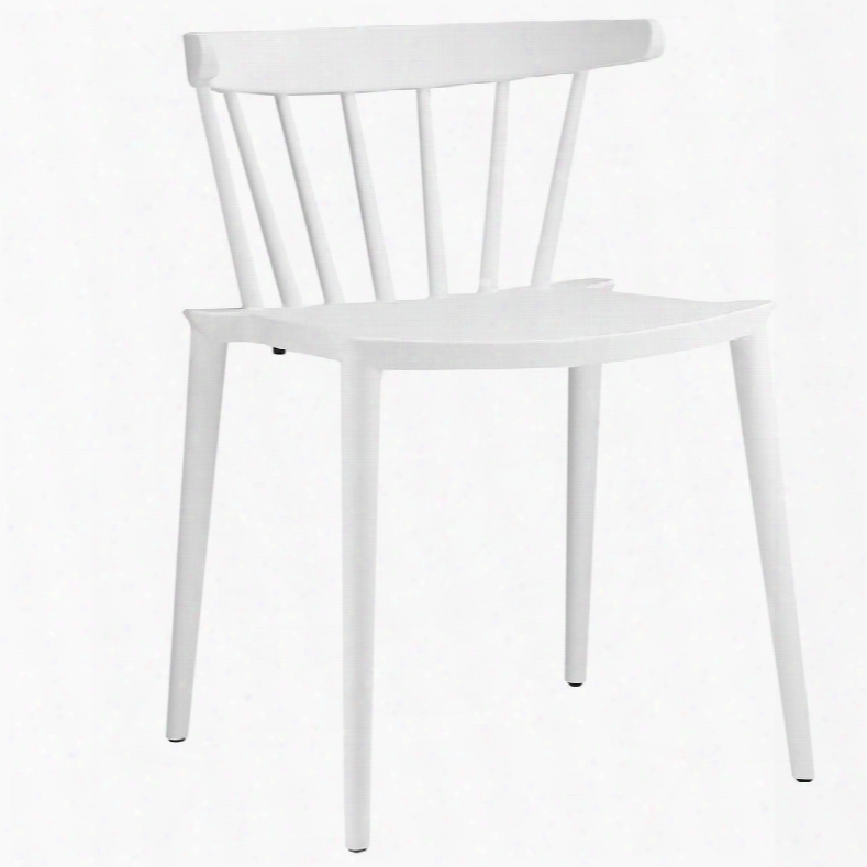 Eei-1494-whi Spindle Dining Side Chair With Tapered Legs In White