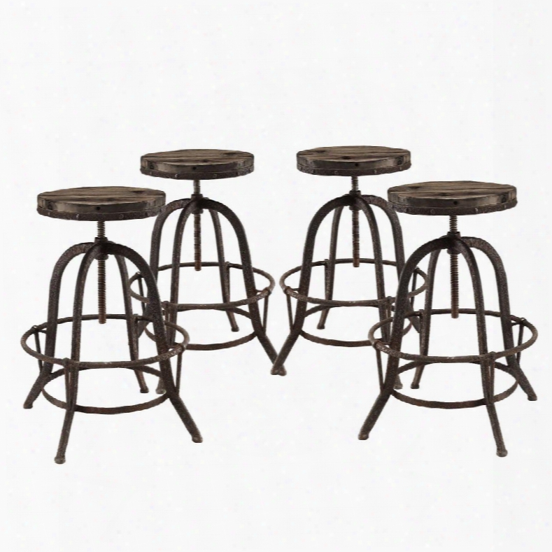 Eei-1607-brn-set Collect Bar Stool Set Of 4 In Brown