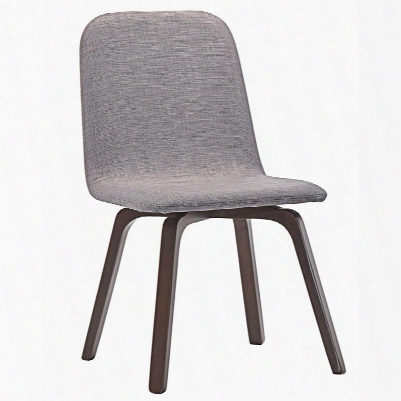 Eei-1613-wal-gry Assert 35" Dining Side Cnair With Fabric Upholstery Stitched Detailing And Tapered Legs In Walnut Gray