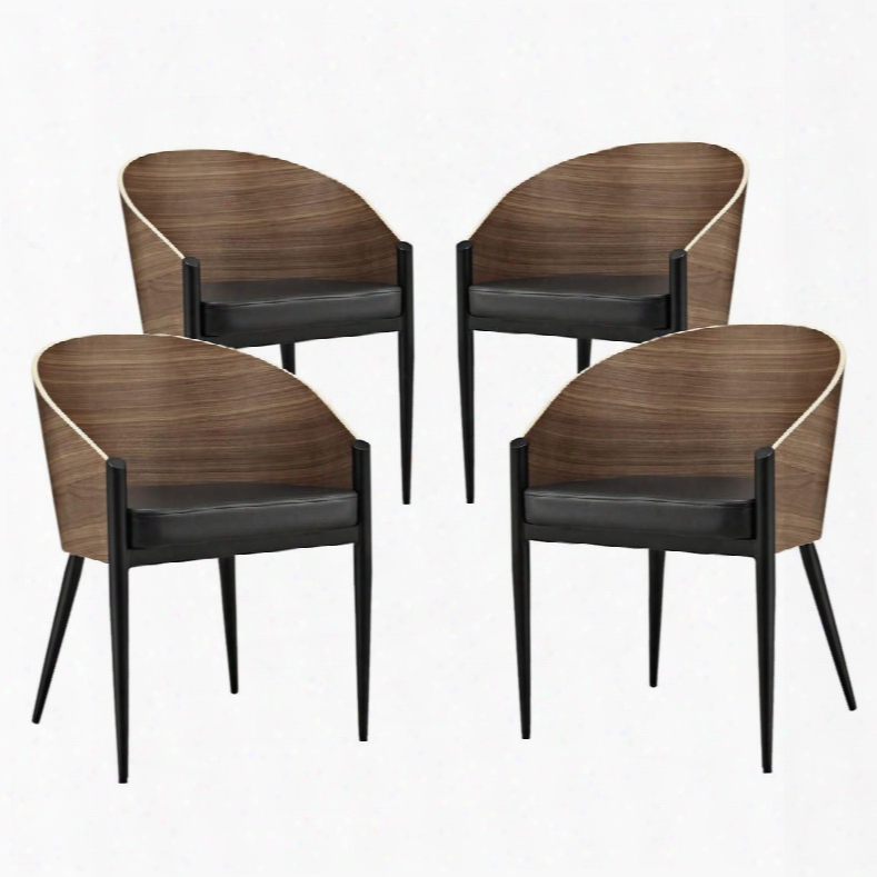 Eei-1683-wal Set Of 4 Cooper Dining Chairs With Tapered Legs In Walnut