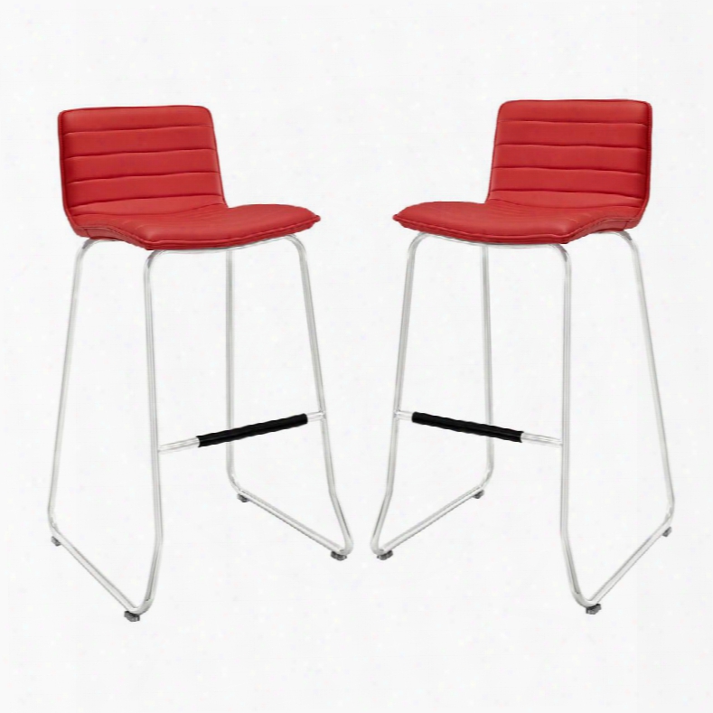 Eei-1688-red Dive Bar Stool Set Of 2 In Red