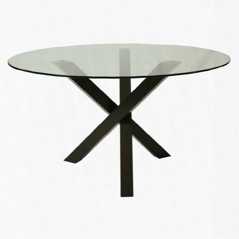 Ef-510-542 1effervescence Round Dining Table With 54" Glass Top And Dimensional Base In Ballarat Black