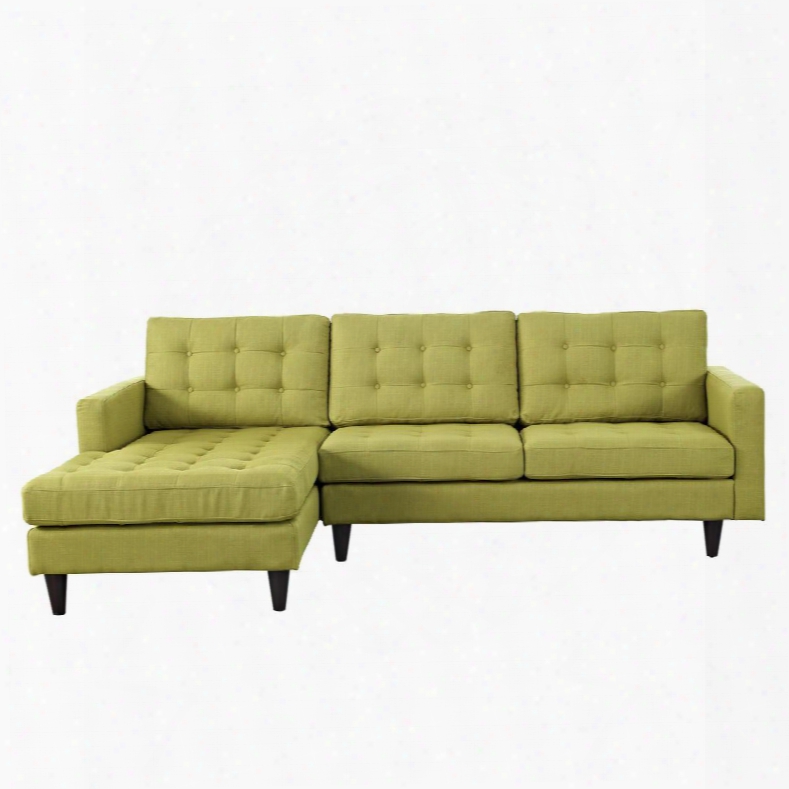 Empress Eei1666whe 99.5" Sectional Sofa With Left Arm Facing Chaise Button Tufted Cushions Track Escutcheon Solid Wood Legs And Fabric Upholstery In Wheatgrass
