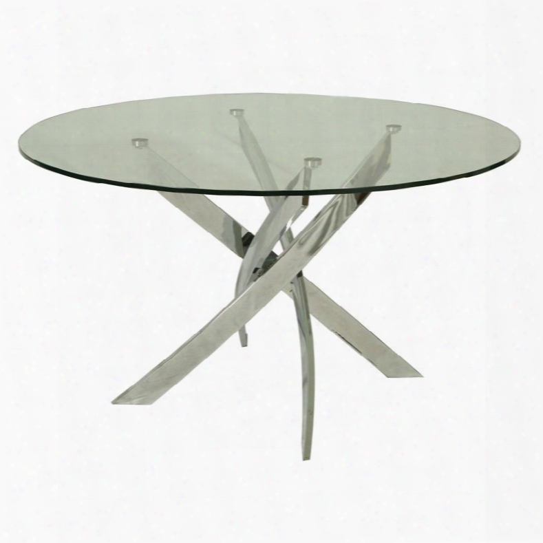 Fahrenheit Fh-510-5105 47" Round Dining Table With Chrome Base Contemporary Styling And Glass