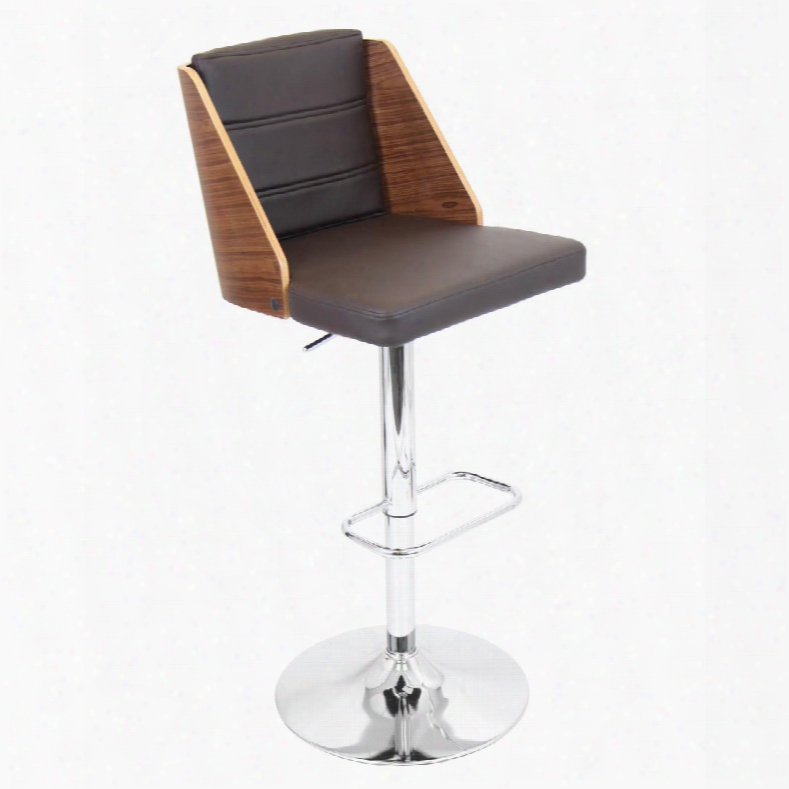 Galanti Bs-jy-gal Wl+bn 39" - 44" Barstool With 360 Degree Swivel Adjustable Height And Pu Leather Upholstery In