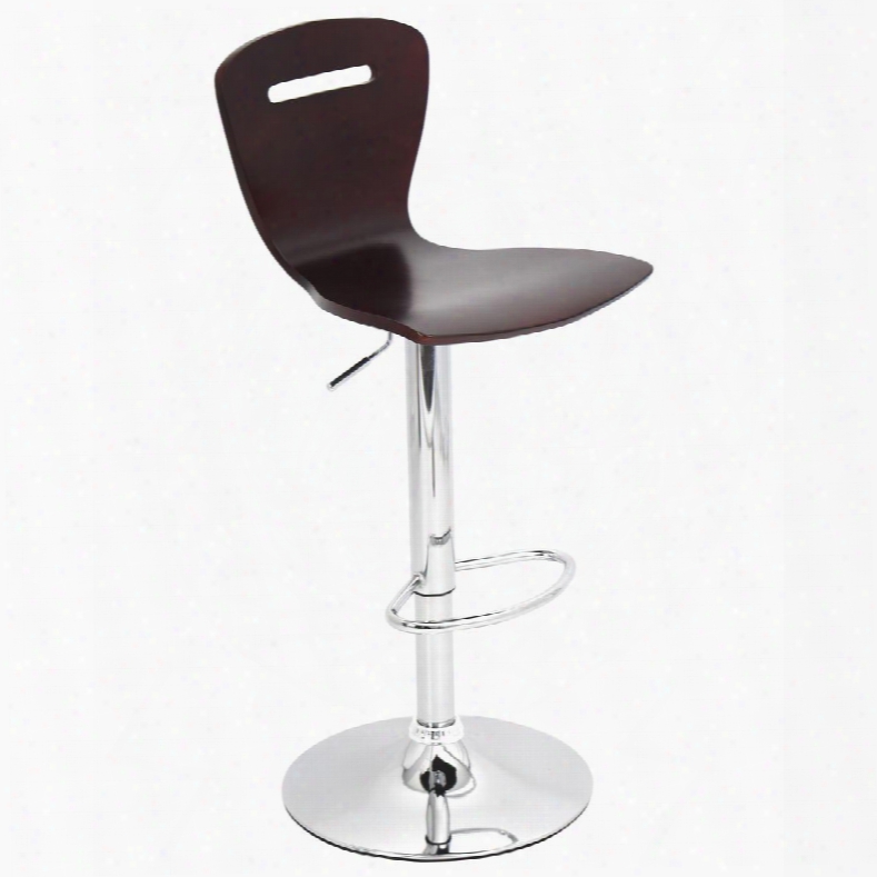 H2 Bs-tw-h2 Esp 32" - 41" Barstool With 360-degree Swivel Bent Wood Seat & Backrest And Adjustable Height In