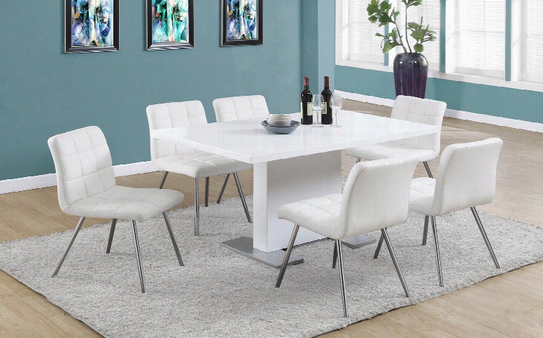 I 1071 Dining Chair - 2pcs / 32"h / White Leather-look /