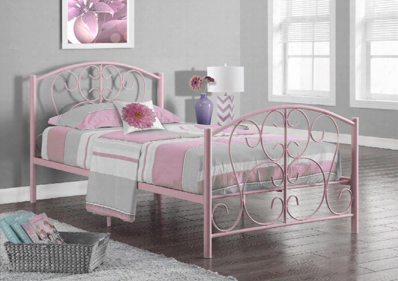 I 2390p Bed - Twin Size / Pink Metal Frame