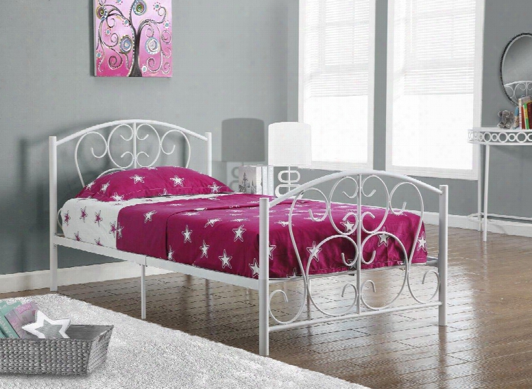 I 2390w Bed - Twin Size / White Metal Frame