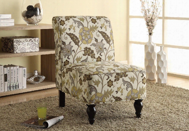 I 8125 Accent Chair - Brown / Gold Floral Traditional