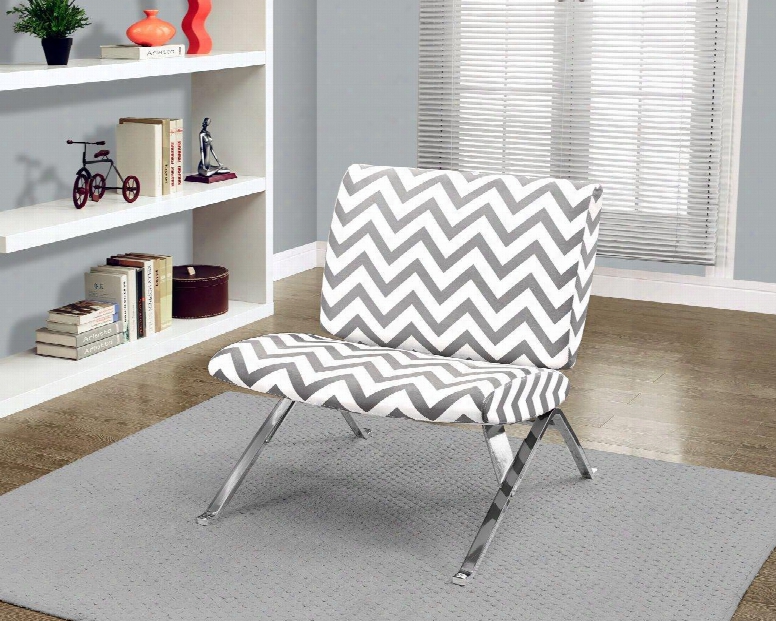 I 8135 Accent Chair - Grey "chevron" Fabric / Chrome