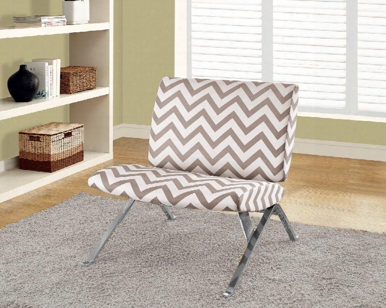 I 8137 Accent Chair - Dark Taupe "chevron"with Chrome