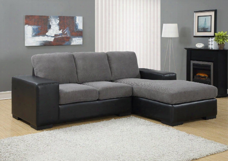 I 8200gb Sofa Lounger - Grey Corduroy With Black