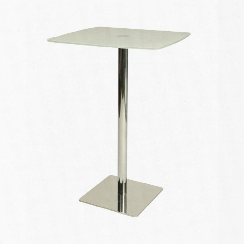 Jasmyne Ja-520-2829 Pub Table With Square Chrome/stainless Steel Base And 27.5" Square Frosted Glass Top In