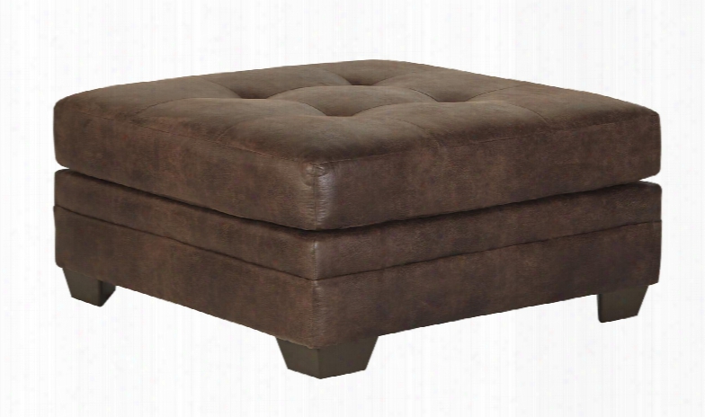 Kelemen Collection 4710008 40" Oversized Accent Ottoman With Faux Leather Upholstery Block Feet Tufted Detailing And Contemporary Style In