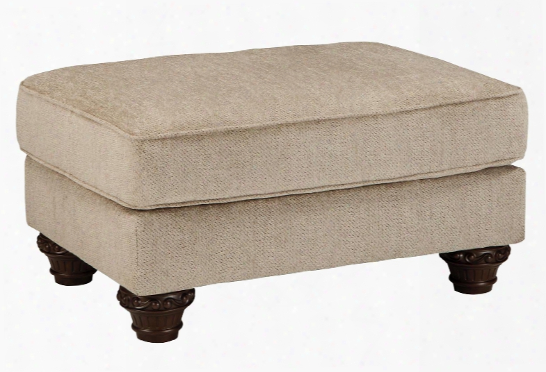 Laytonsville Collection 7200214 Ottoman With Fabric Upholstery Piped Stitching Carved Detailing And Traditional Style In