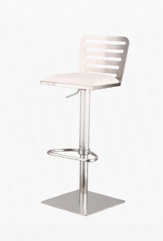 Lcdeswbawhb201 Delmar Adjustable Brushed Stainless Steel Bar Stool In White