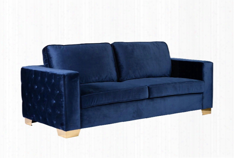 Lcis3bl Isola Sofa In Bue Velvet With Gold Metal